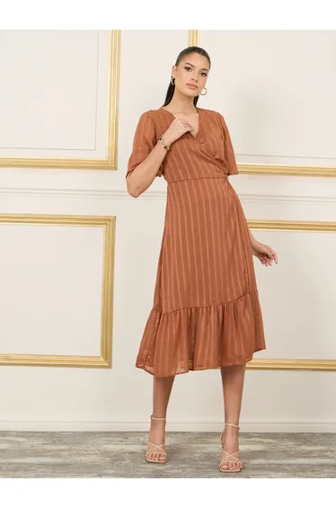 Swiss Dobby A-Line Wrap Midi Dress