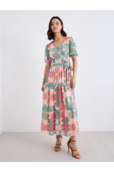 Floral Print Tiered Maxi Dress