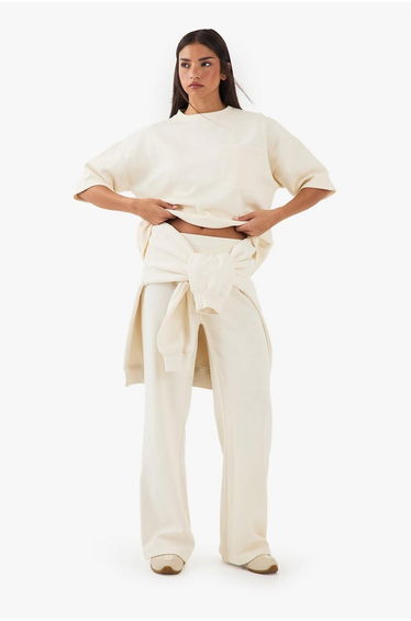 DSGN Studio Heavy Weight Interlock Straight Leg Jogger - cream