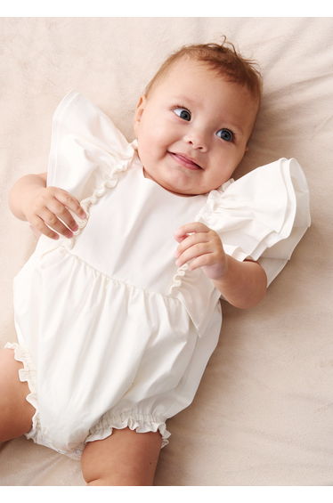 Lily White Double Frill Sleeve Romper