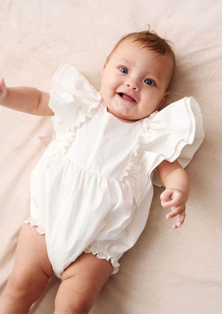 Lily White Double Frill Sleeve Romper - 3