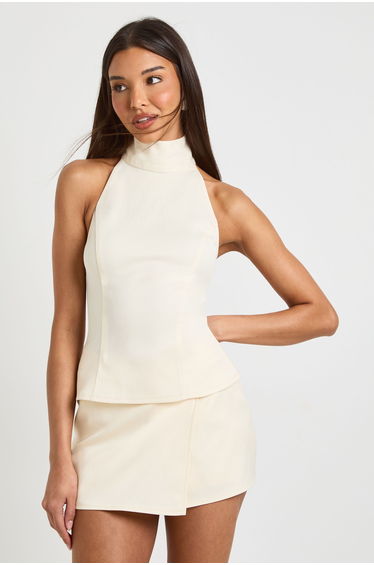 Crepe Wrap Mini Skort - ecru