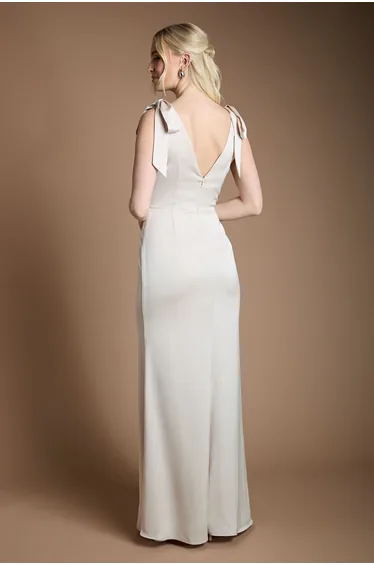 Coast Honoured Satin Back Crepe V Neck Tie Shoulder Maxi  Dress