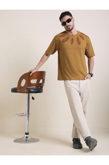Men Oversized Crew Neck Printed T-Shirt