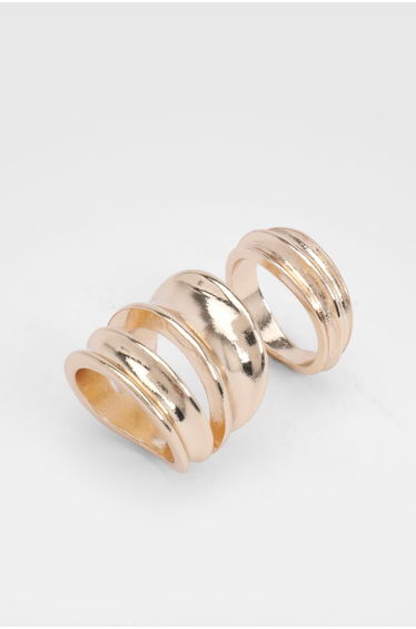 Hammered Chunky Rings 2 Pack - gold