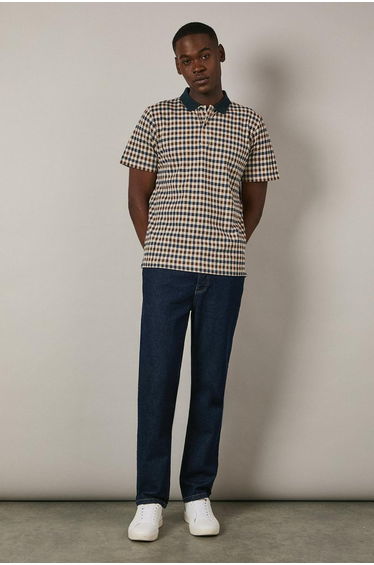 Iconic All Over Check Polo Navy