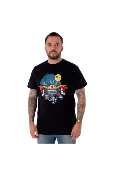 Sonic The Hedgehog Mens Doctor Eggman Short-Sleeved Halloween T-Shirt - Black