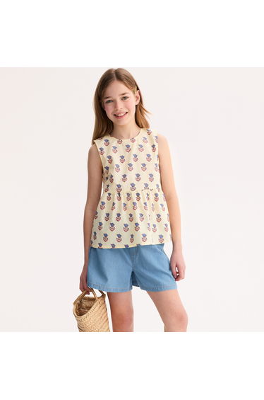 Floral Print Sleeveless Blouse