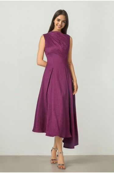 Elegant Pleated Jacquard Dress