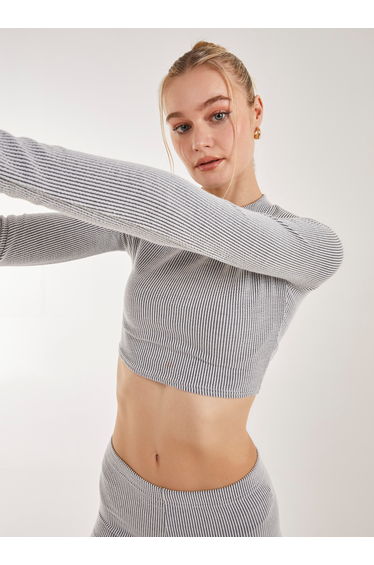 Two Tone Rib Long Sleeve Top