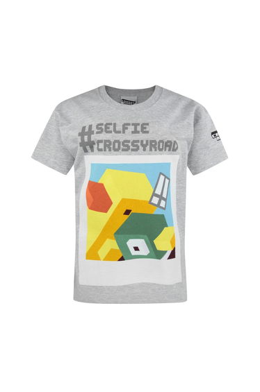 Crossy Road Childrens/Boys Official Selfie Short Sleeved T-Shirt - Light Grey