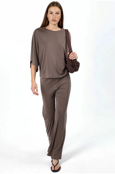 BUSEM Loose Fit Ribbed Crew Neck Blouse
