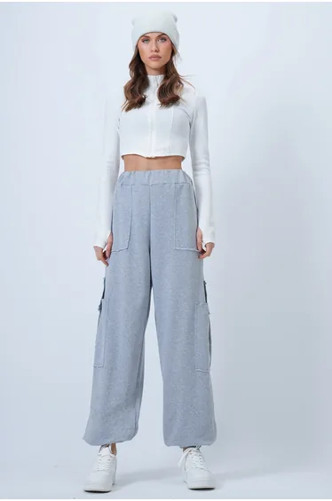 Women's Grimelange Cargo Pocket Pack Stitch Detailed Cotton Jogger Pants