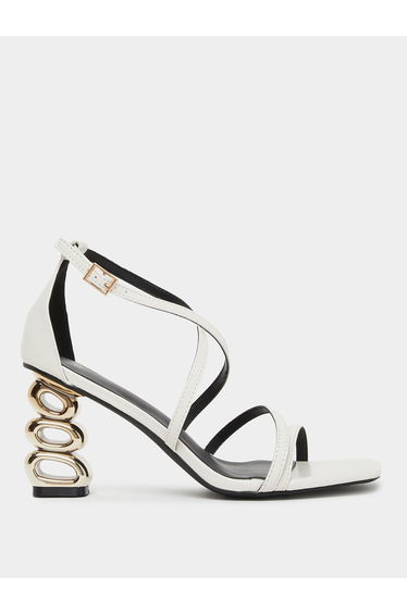 Plain Strappy Tiered Block Heel Sandals