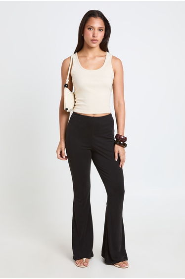 Modal Flare Leg Trouser - black
