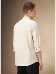Solid Relaxed Fit Spread Collar Shirt - 3