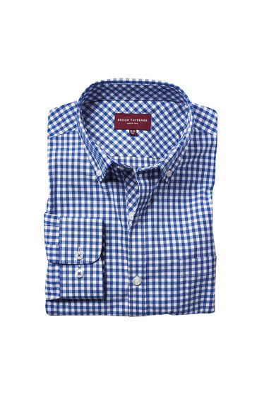 Brook Taverner Mens Montana Gingham Long Sleeve Shirt - Blue