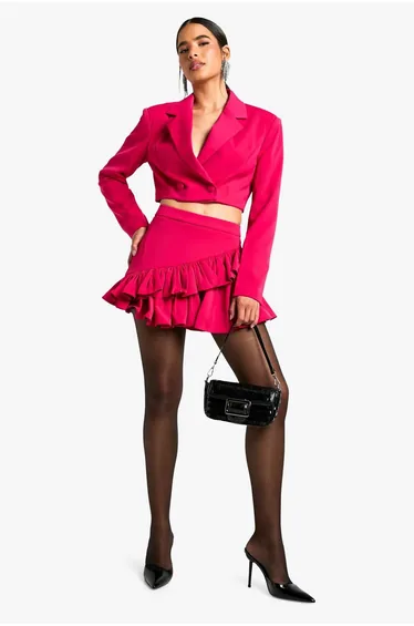 Double Ruffle High Thigh Mini Skirt