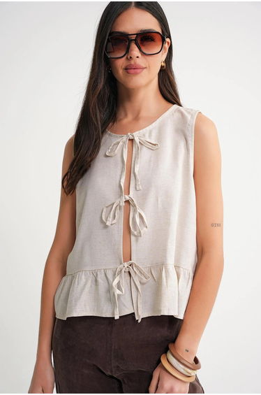 Mixray Frilly Tie Front top