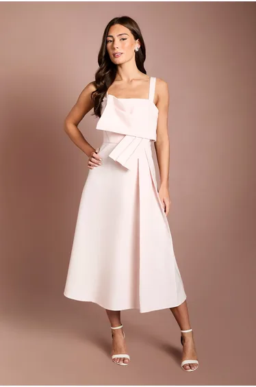 Pleat Twist Detail Midi Dress