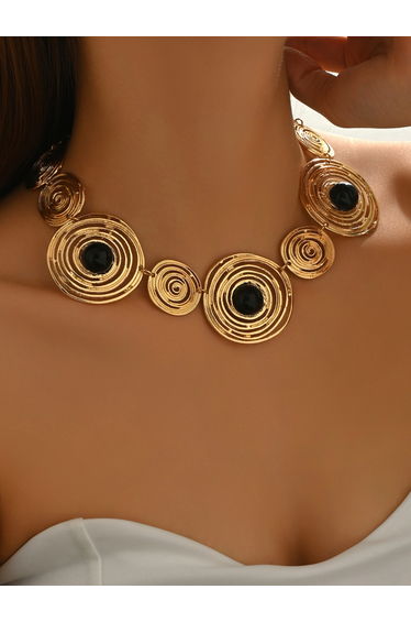 Gold Metal Asymmetrical Geometric Necklace