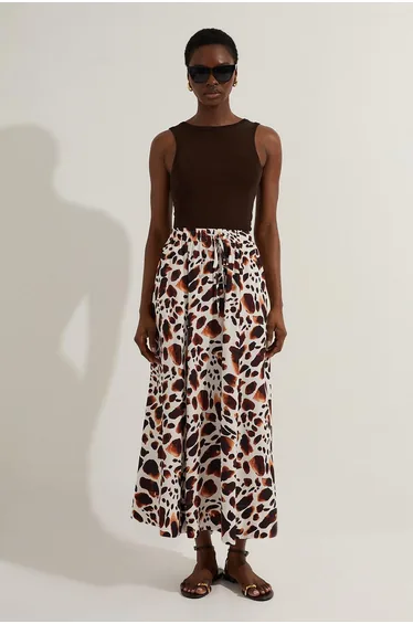 Premium Viscose Linen Tie Waist Woven Skirt