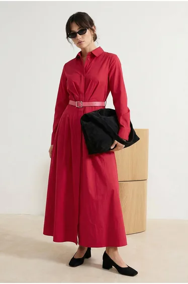 Fuchsia Woven Hijab Dress