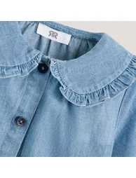 Denim Blouse with Peter Pan Collar - 2