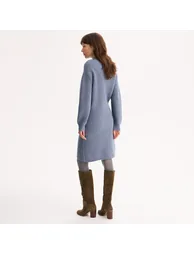 Mid-Length Knitted Jumper/Sweater Dress with Long Sleeves - 3