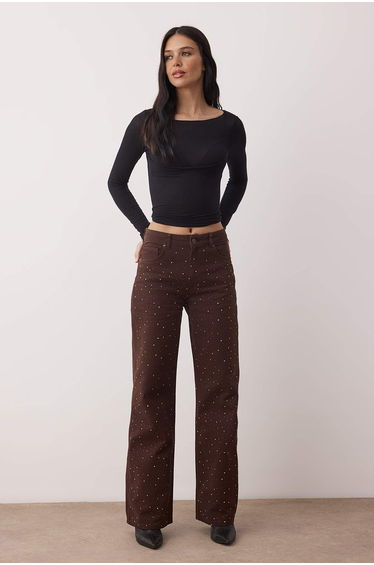 Brown stone high waist jeans