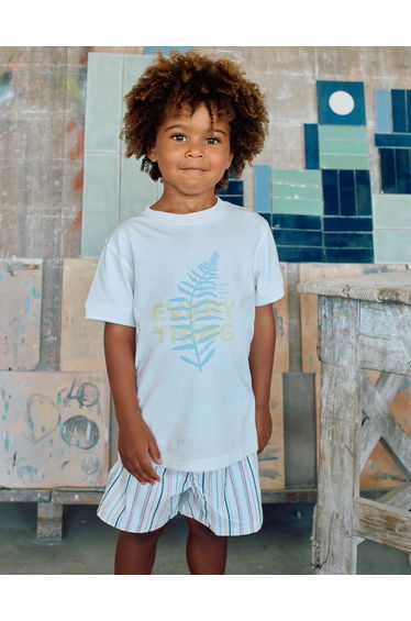 Cotton T Shirt With Everything Print For Boys White