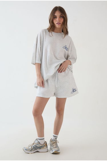 DSGN Studio Contrast Script Sweat Short - ash grey