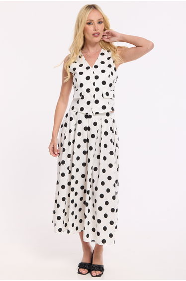Polka Dot Linen Blend Co-Ord Set