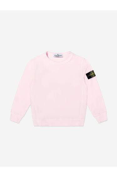 Stone Island Boys Cotton Fleece Sweatshirt in Pink