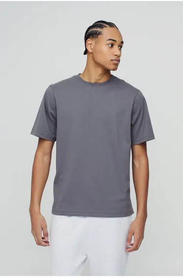 Regular Fit Basic Crew Neck T-shirt - charcoal