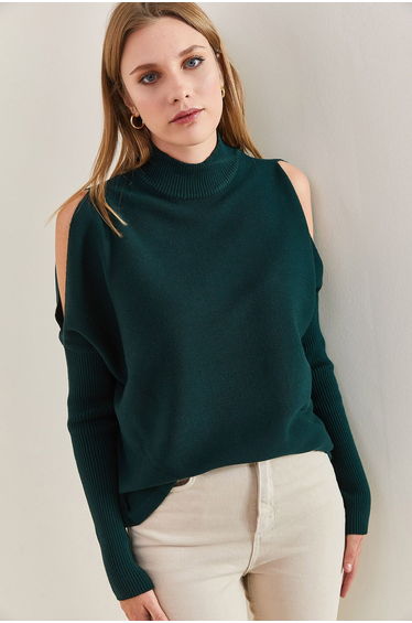 Women's Half Turtleneck Decollete Knitwear Sweater