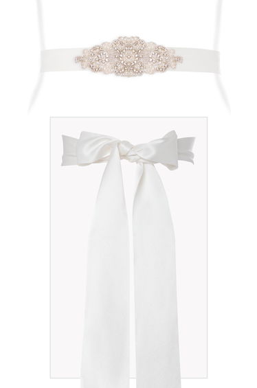 Victoria Pearl Beaded Sash Ivory