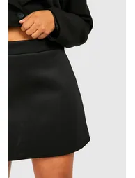 Plus Black Column Mini Skirt - 3