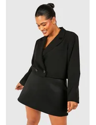 Plus Black Column Mini Skirt