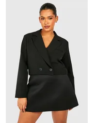 Plus Black Column Mini Skirt - 2
