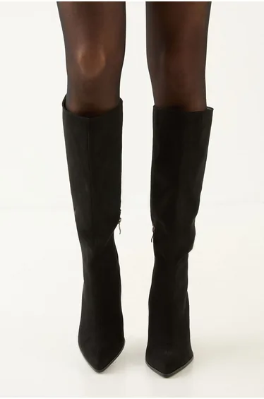 Faux Suede High Wedge Knee Boots