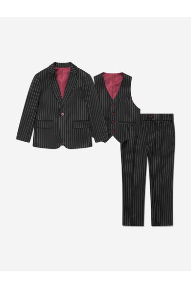 SUITLAB Boys Tuxedo 3 Piece Suit Set in Black