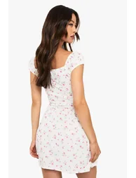 Tall Ditsy Floral Puff Sleeve Skater Dress - lemon - 1