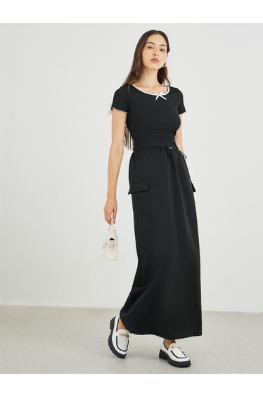 Cargo Maxi Skirt with Toggle String