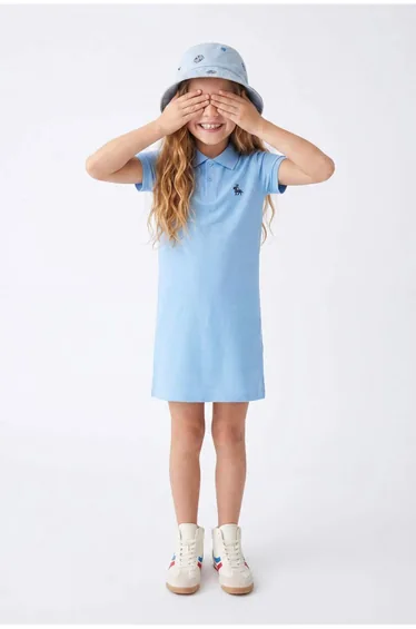 Turquoise Short / Mini Floral Knitted Dress