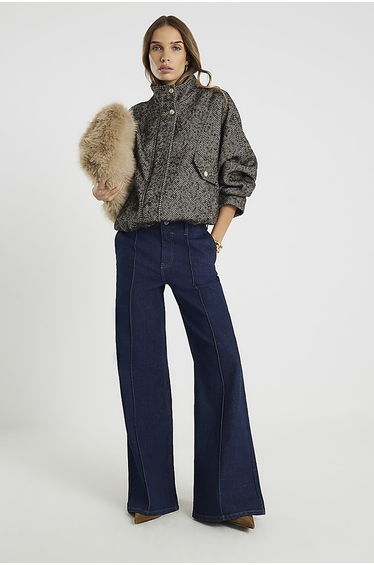 Blue Pin Seam Loose Fit Jeans