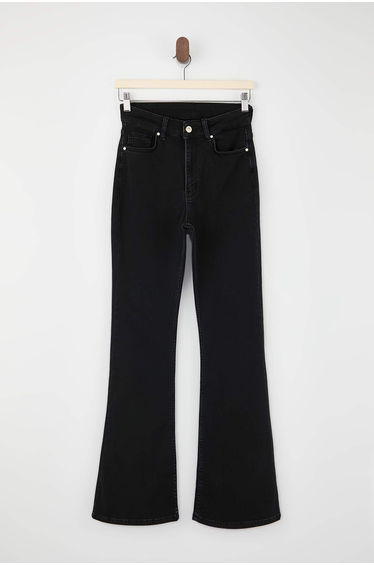 Black High Waist Flare Soft Extra Stretch Knitted Jeans