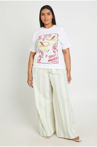 Plus Spicy Martini Printed T Shirt - white