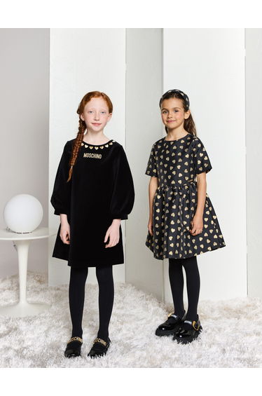 Moschino Girls All Over Hearts Dress in Black