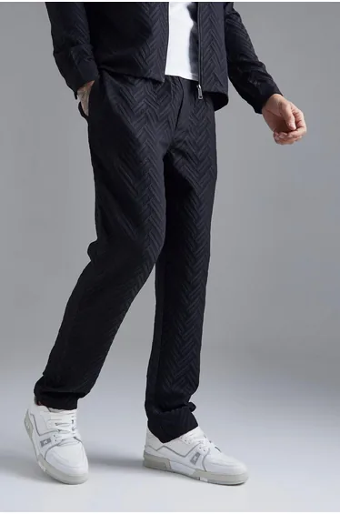 Tonal Geo Smart Straight Trouser - black